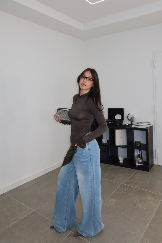 Maglia ASIMMETRICA VELATA choco