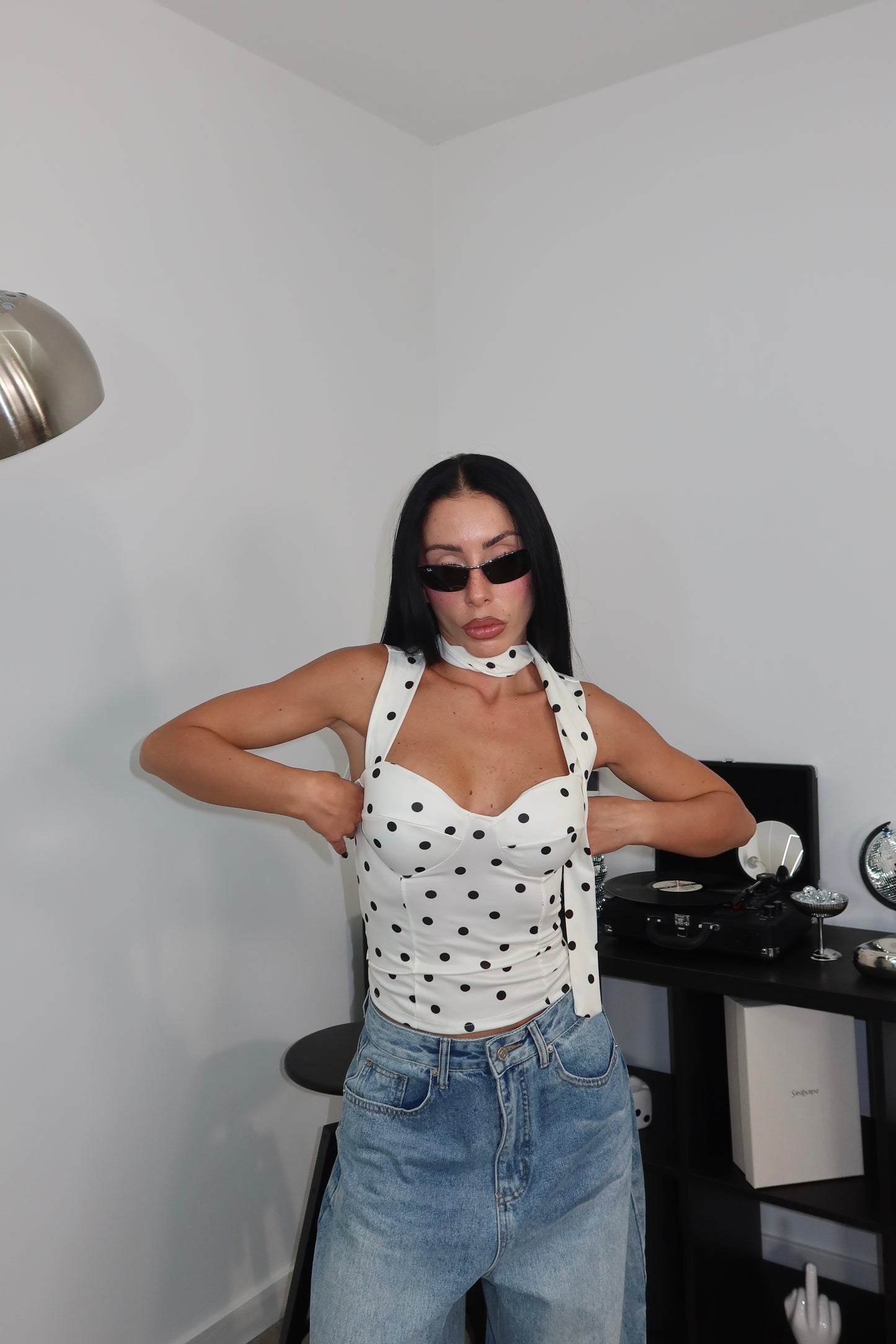 Top PIN UP POIS bianco