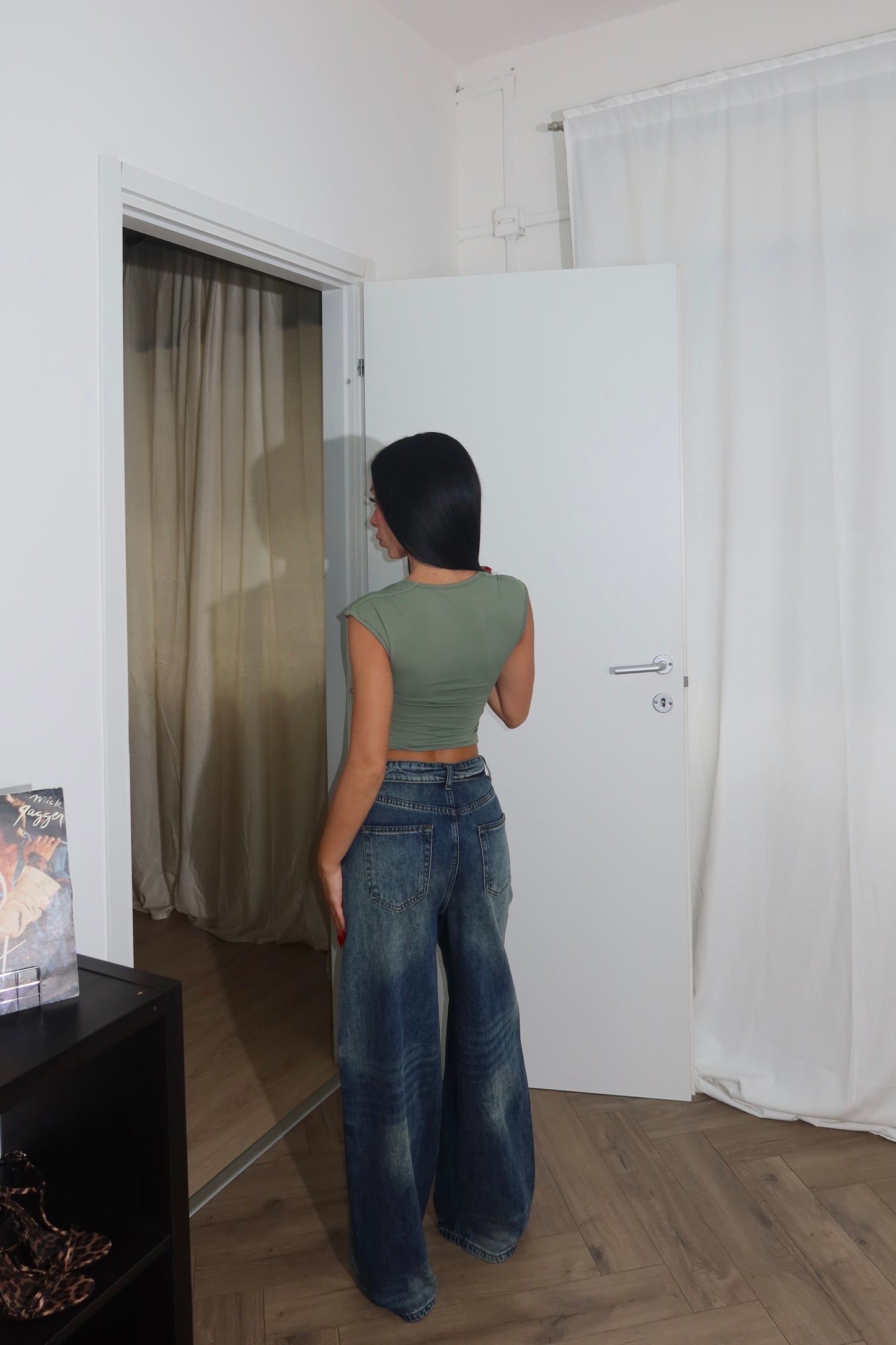 Top FAKE COPRISPALLE verde militare