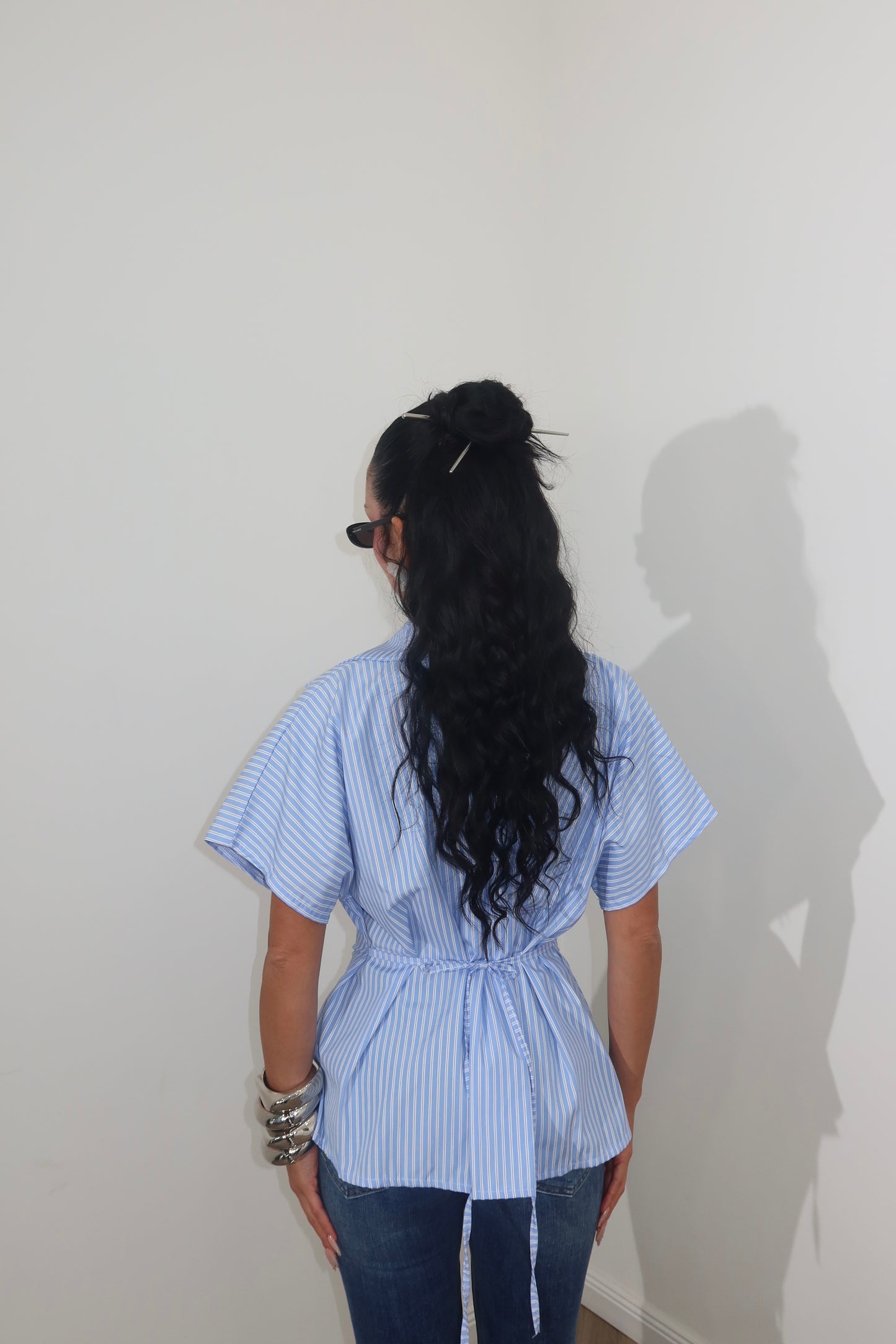 Camicia A RIGHE azzurra