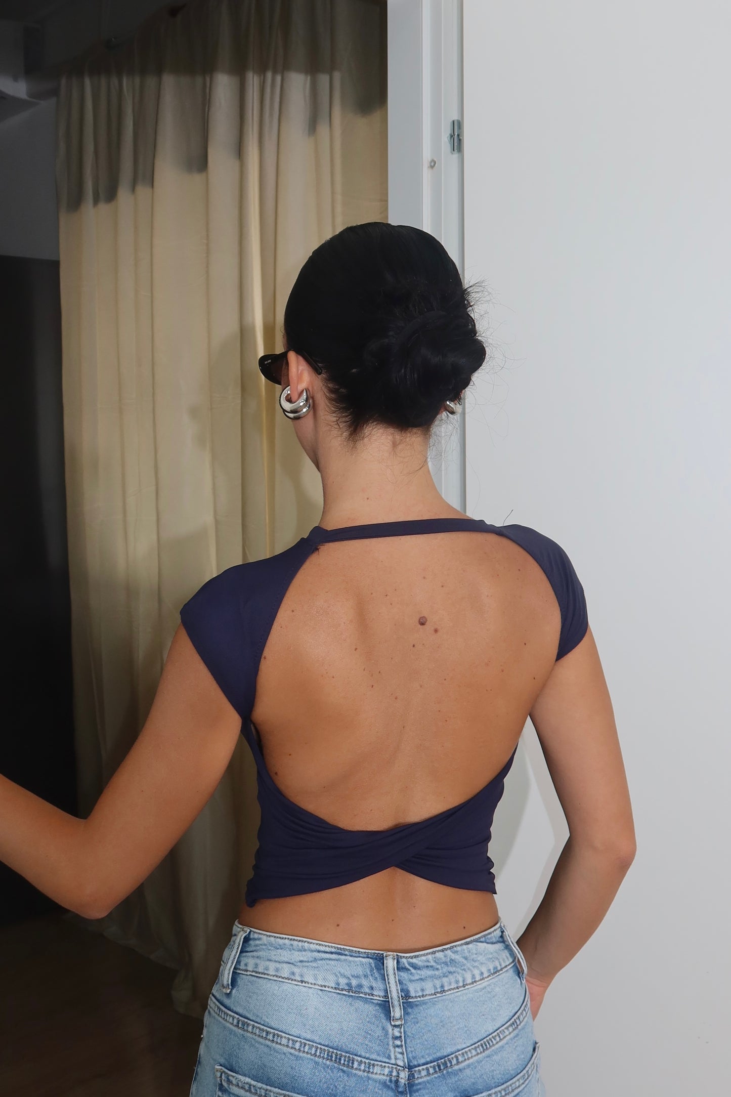 Maglia OPEN BACK blu