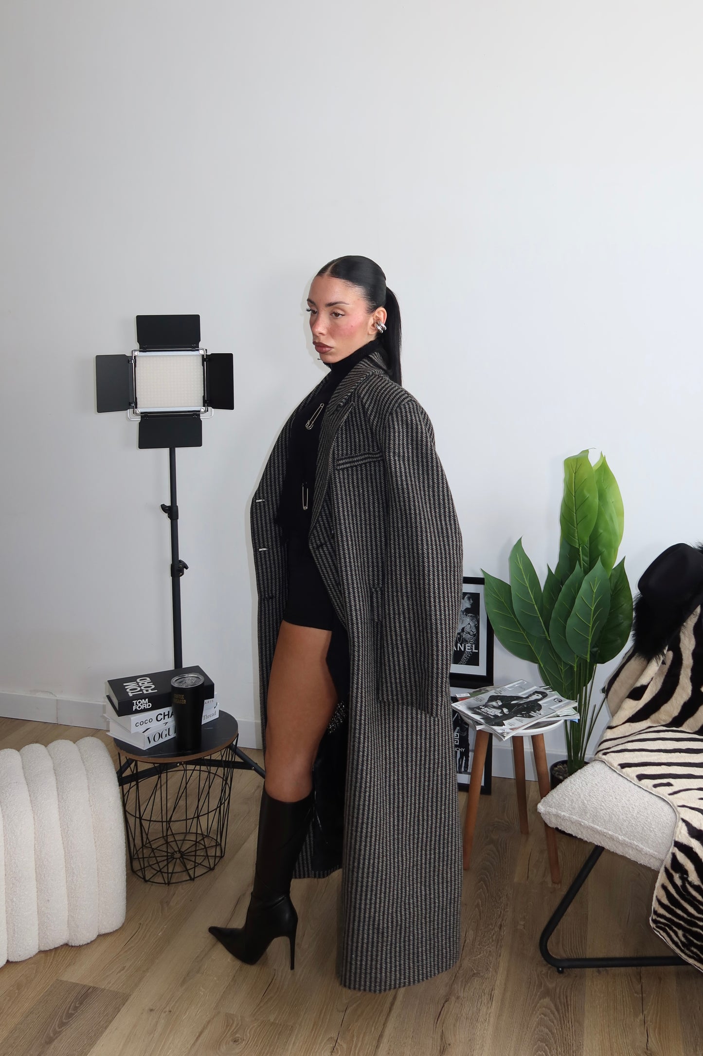 Coat PIED DE POULE fango/verde