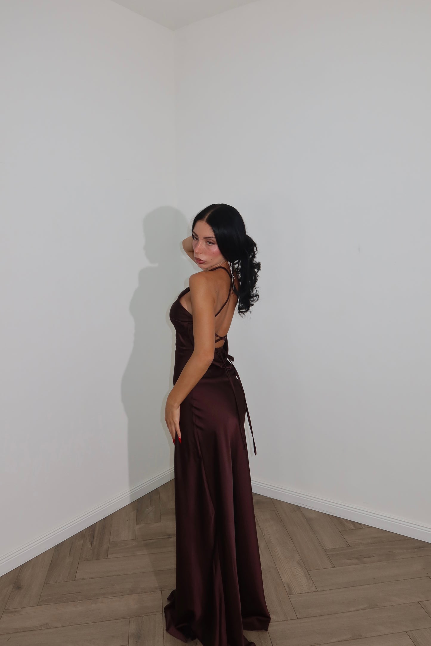 LongDress DIVINITÀ RASO choco