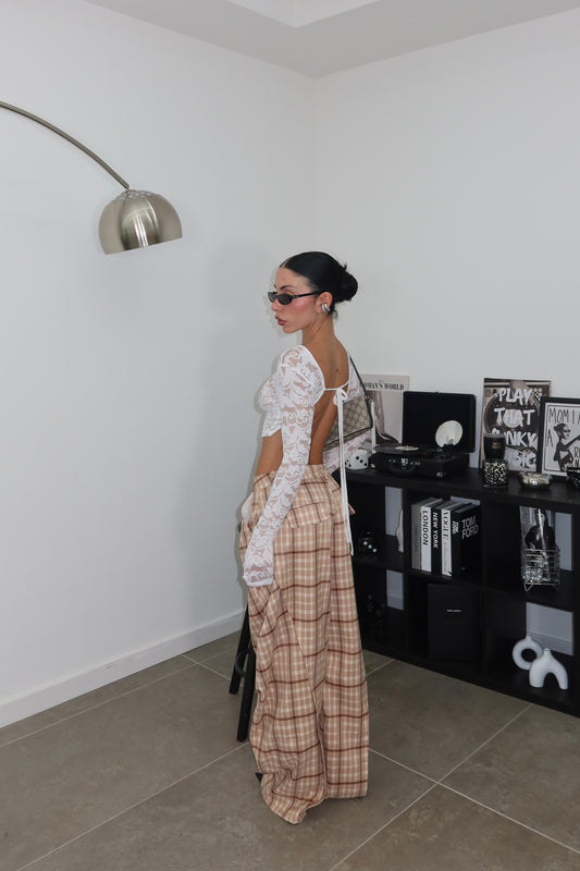 Top OPEN LACE bianco