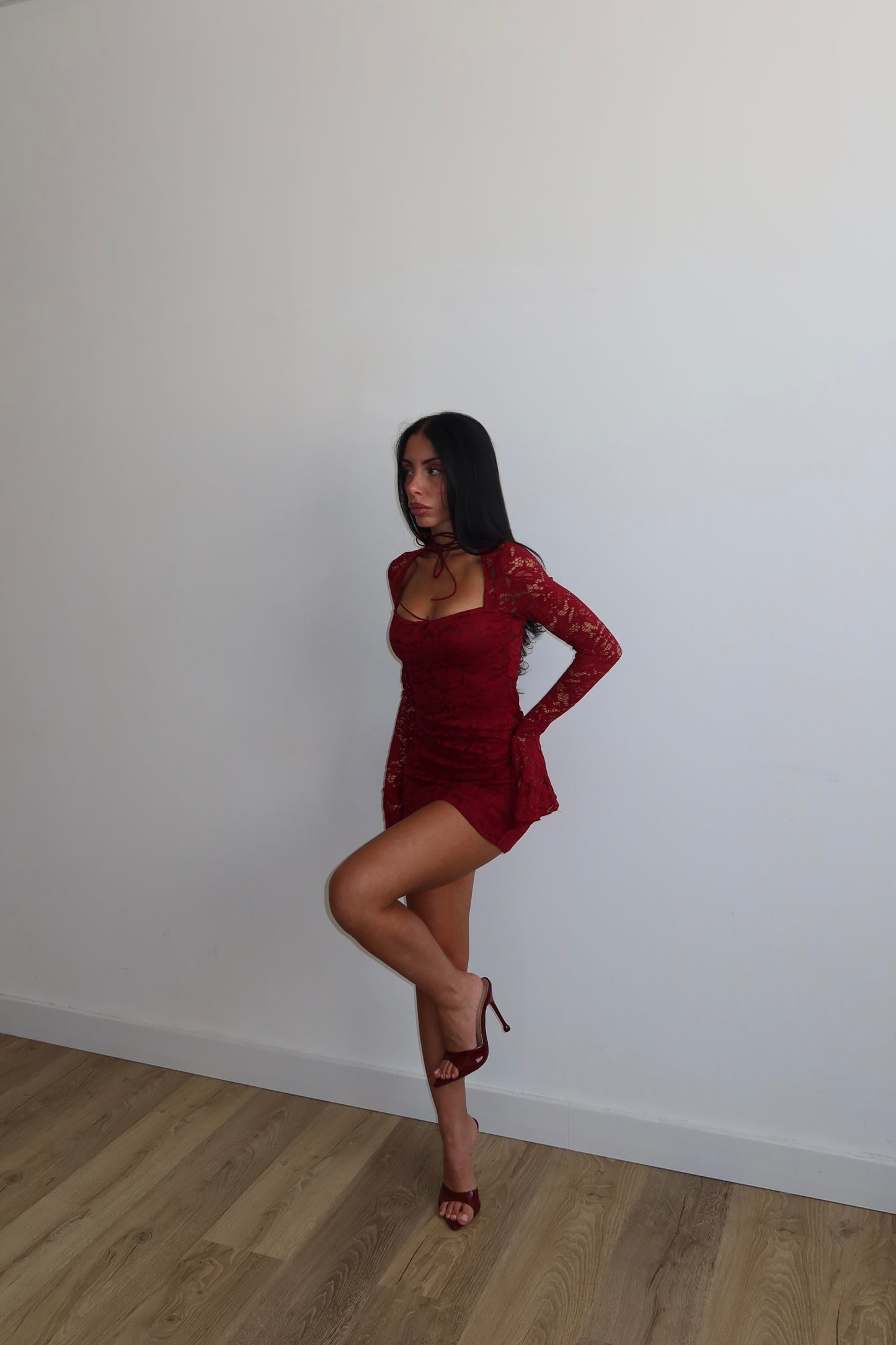 MiniDress ALL LACES bordeaux