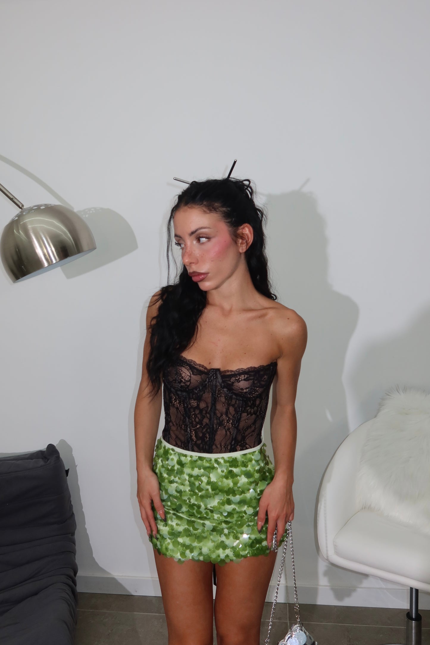 Minigonna PAILLETTES verde