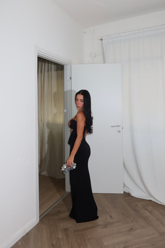 LongDress TRUE nero/arancio