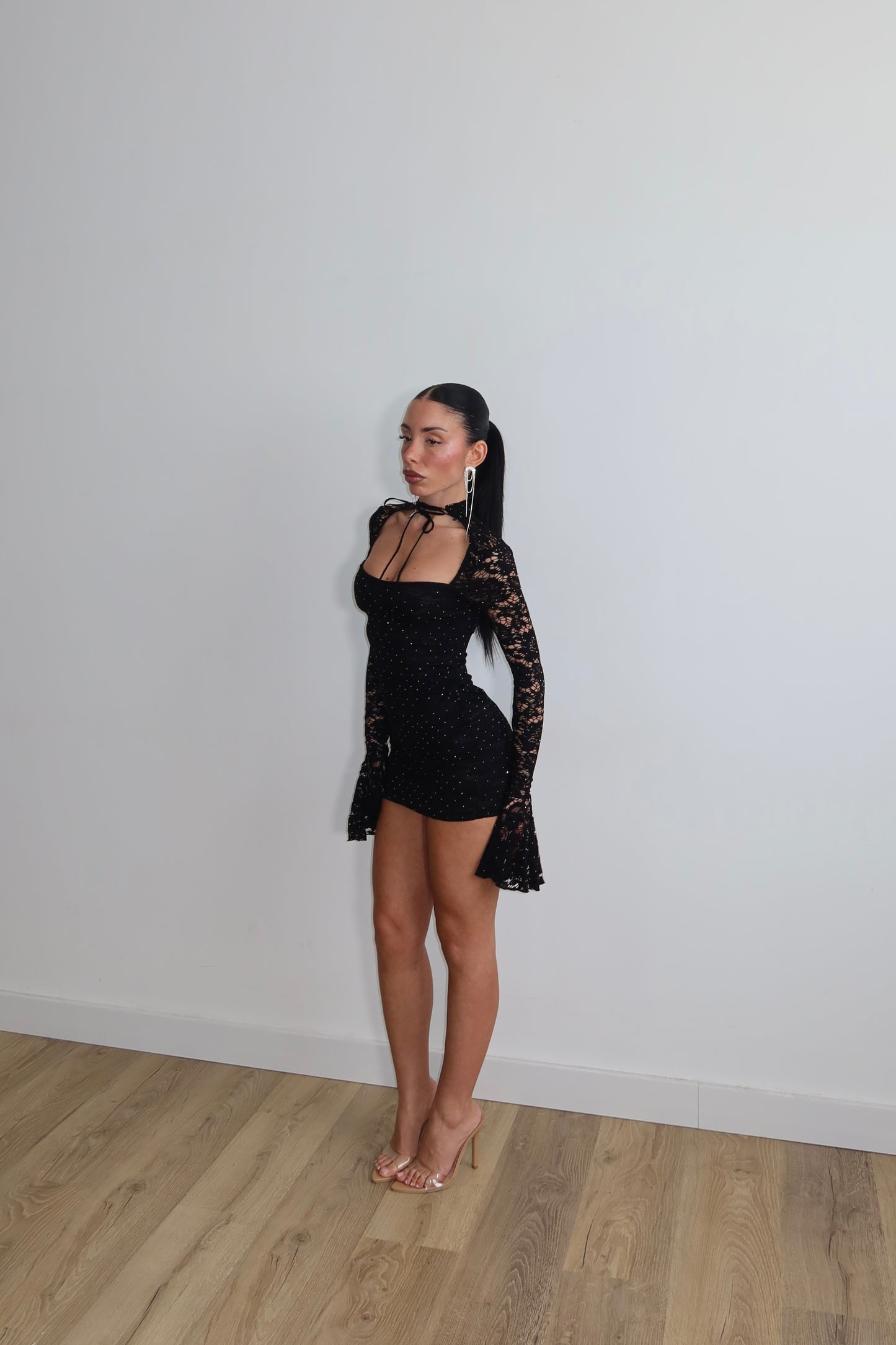 MiniDress ALL LACE STRASS nero