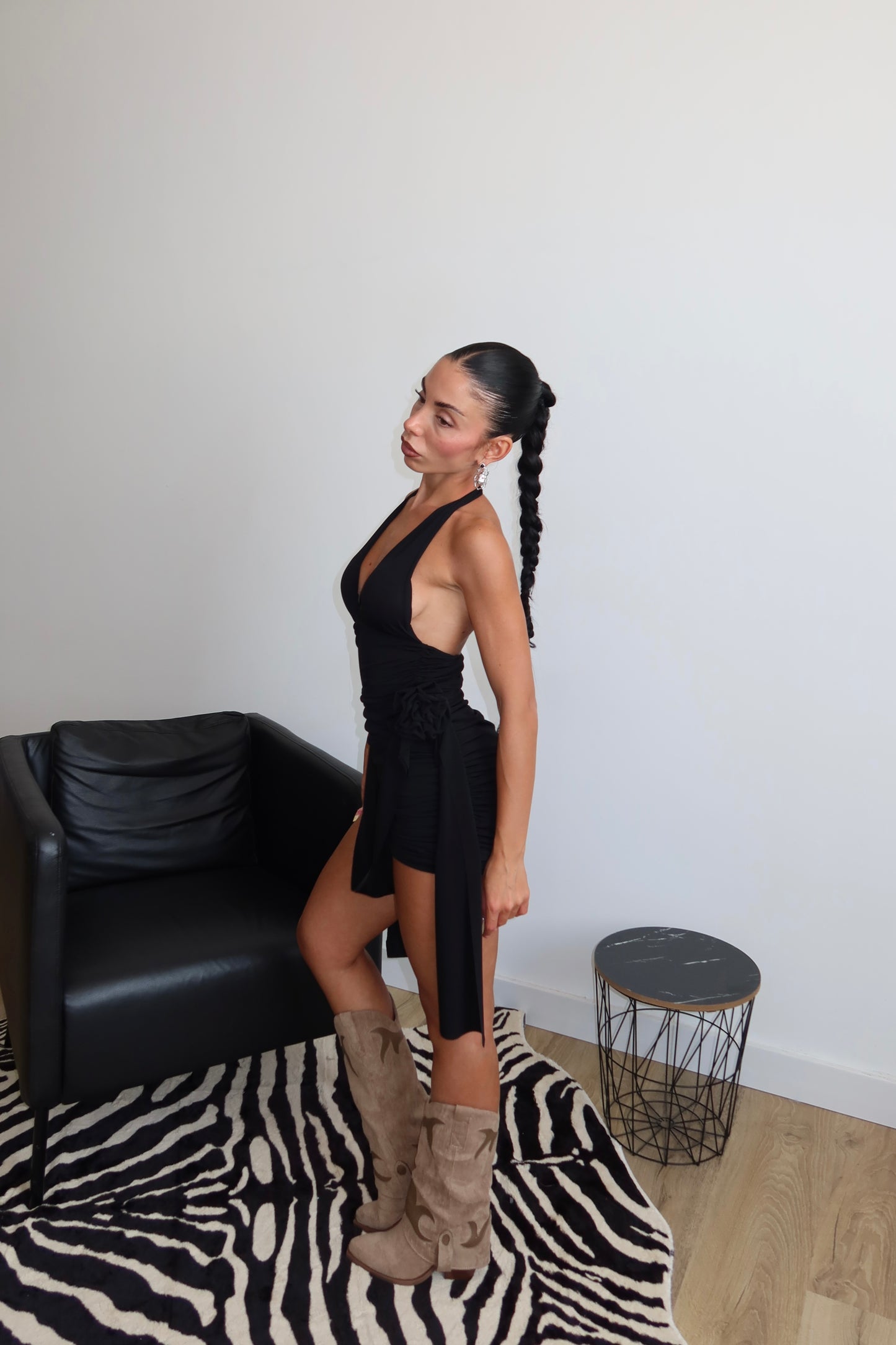 Dress LATERAL ROSES nero