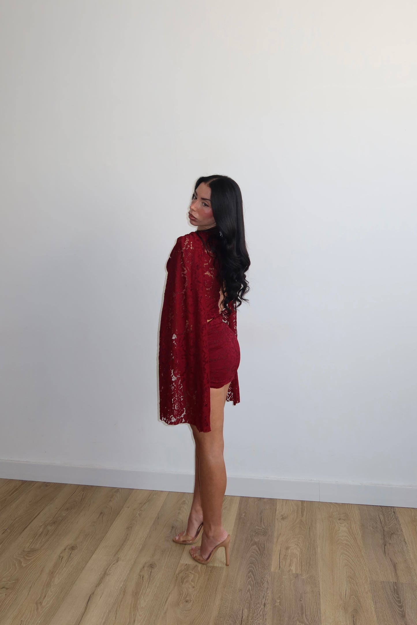 MiniDress AXEL IN PIZZO bordeaux