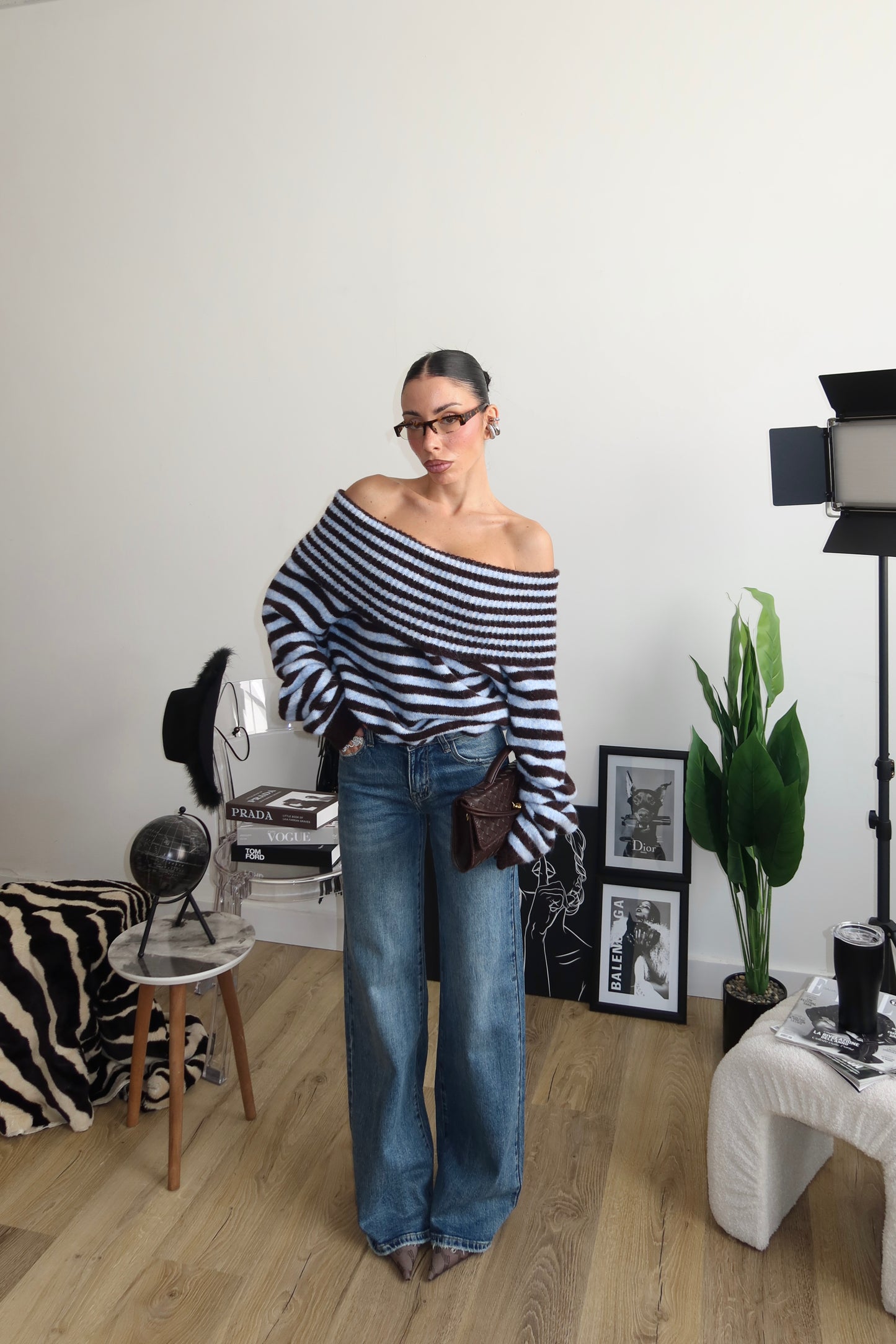 Maglione ELLY A RIGHE azzurro