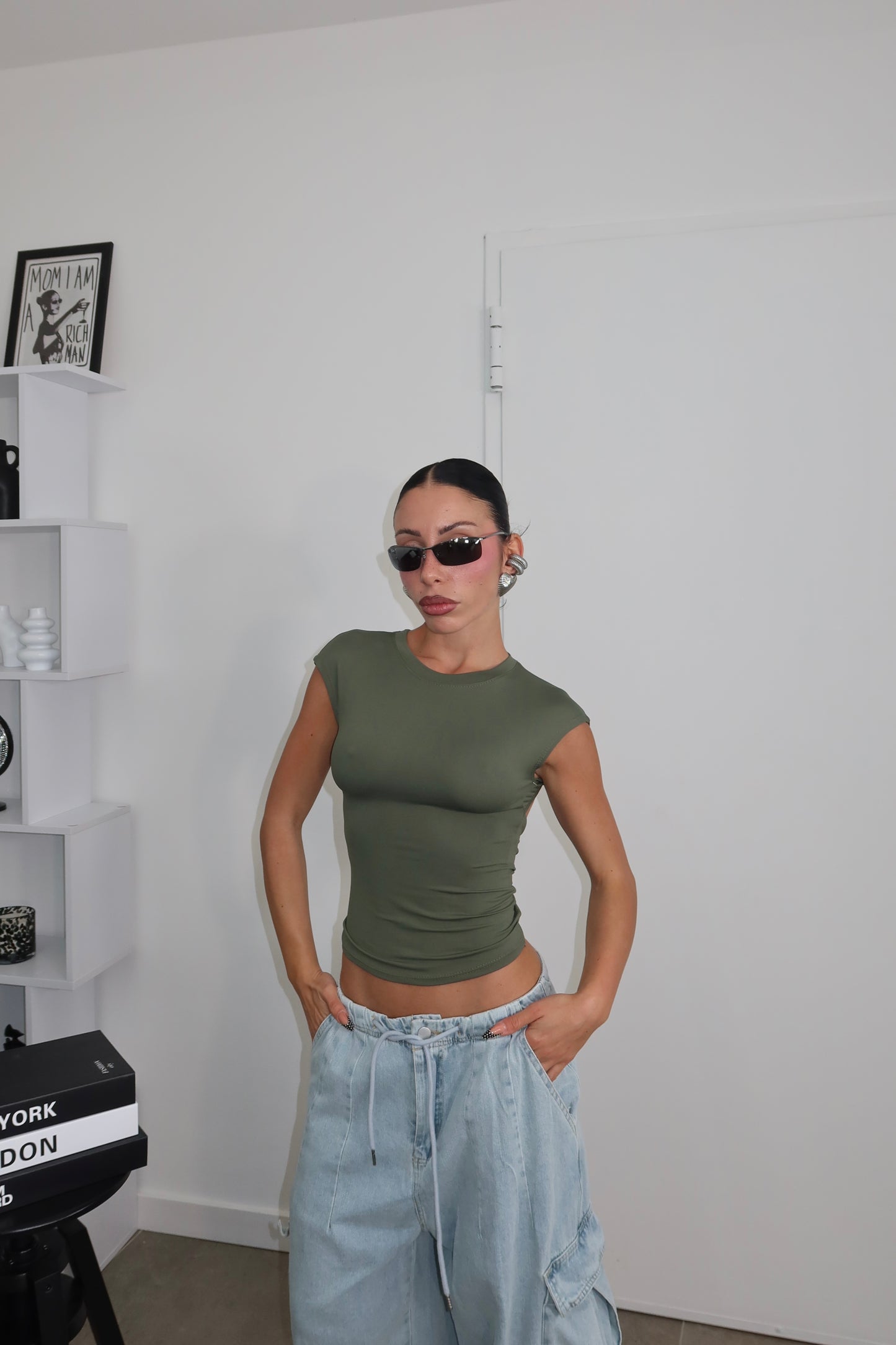 Maglia OPEN BACK verde militare