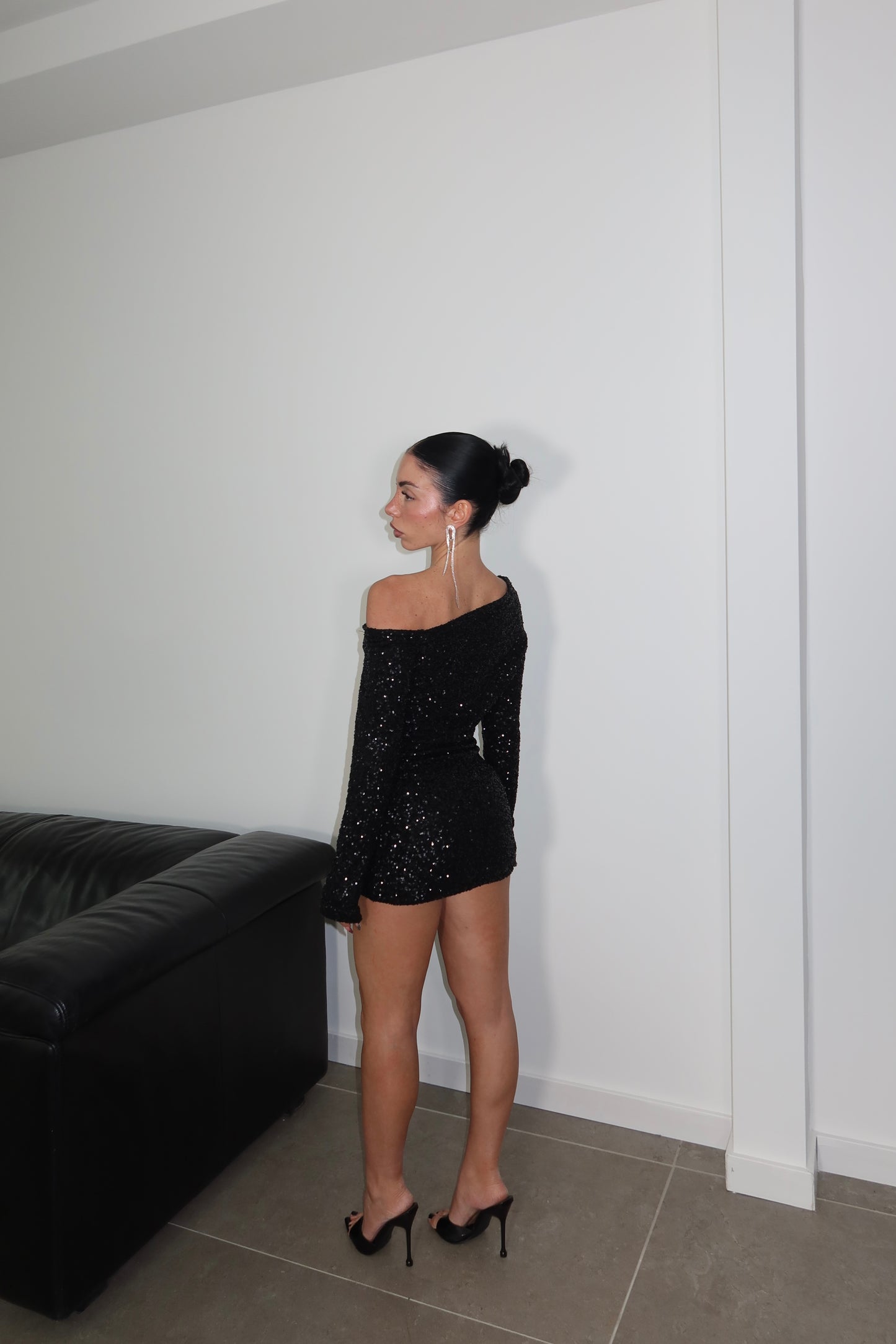 MiniDress KIM PAILLETTES nero