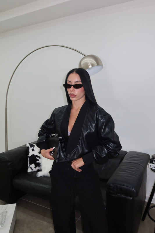 Jacket ECOPELLE CROP nero