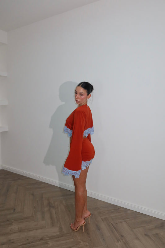 PATTON rust/light blue corduroy set