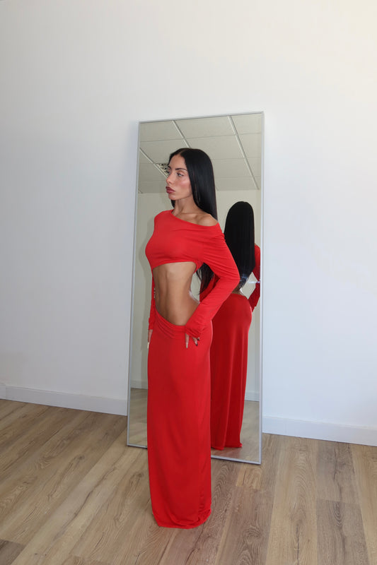 LongDress METAL rosso