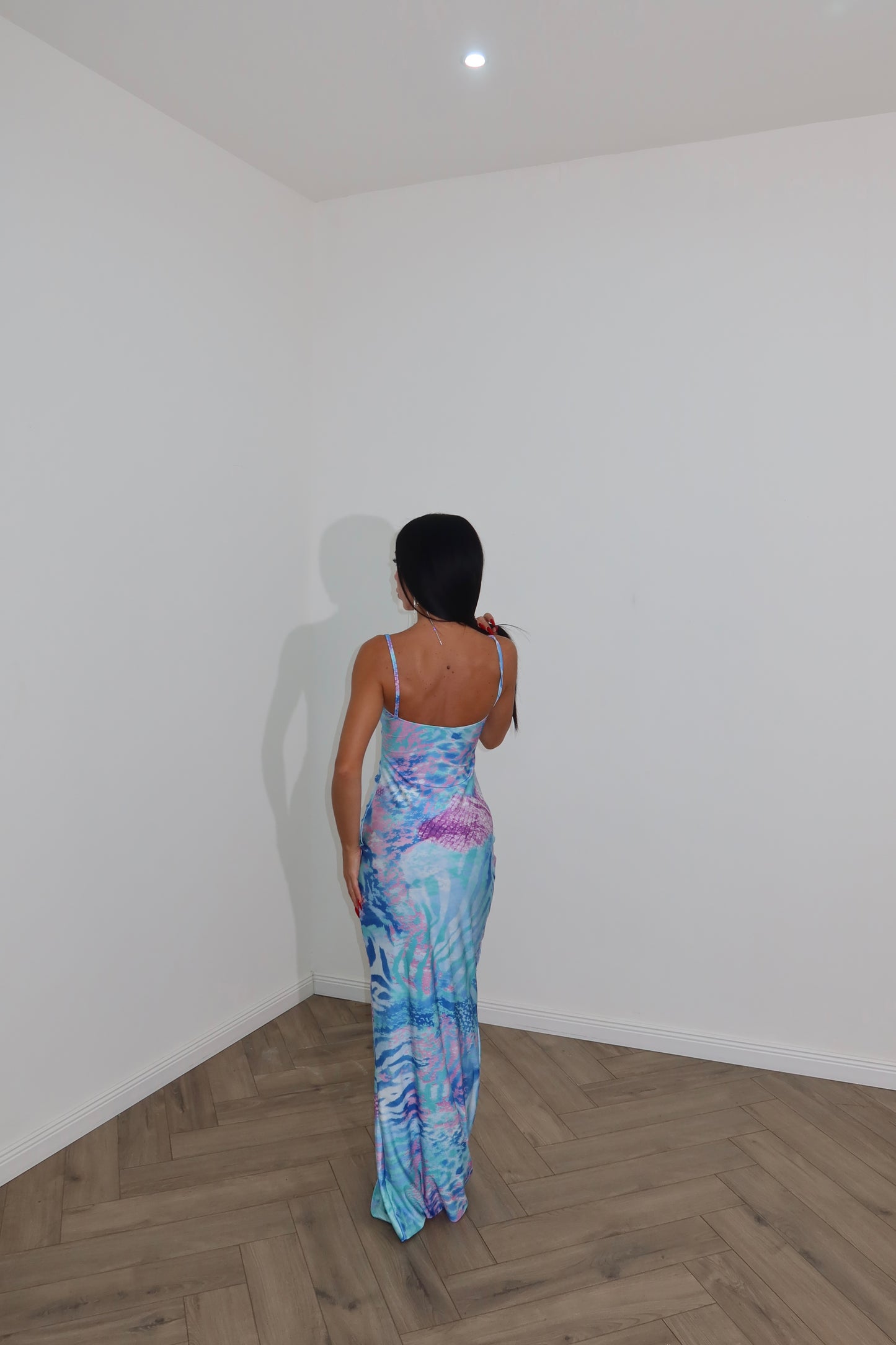 LongDress ACQUAMARINE azzurro animalier