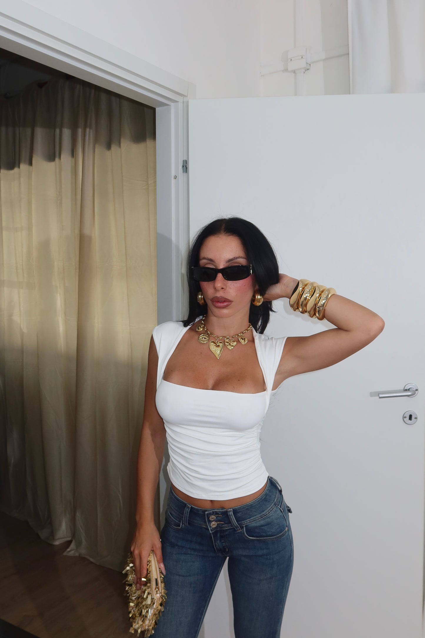 Top FAKE COPRISPALLE bianco