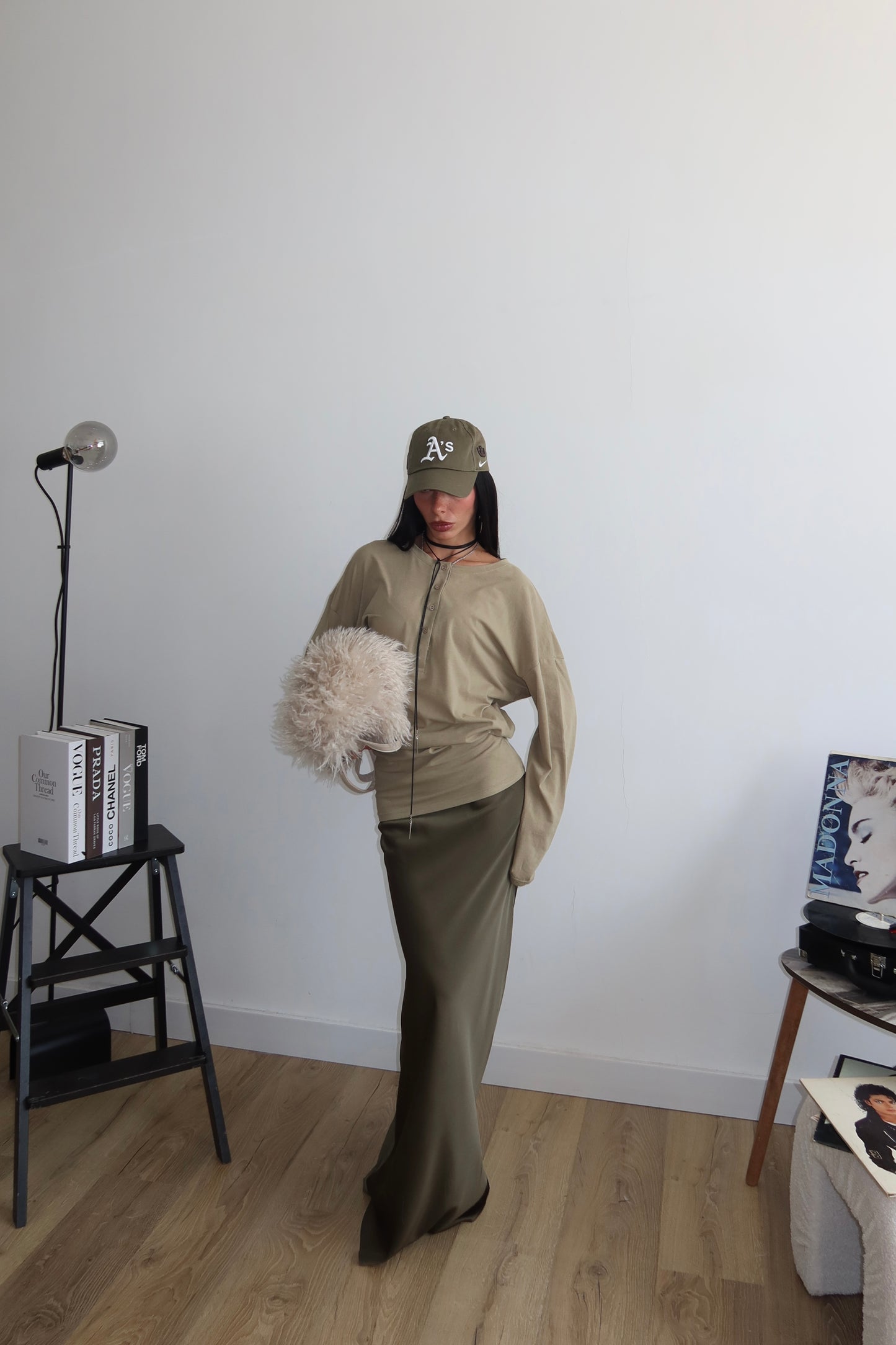 Longuette IN RASO verde militare