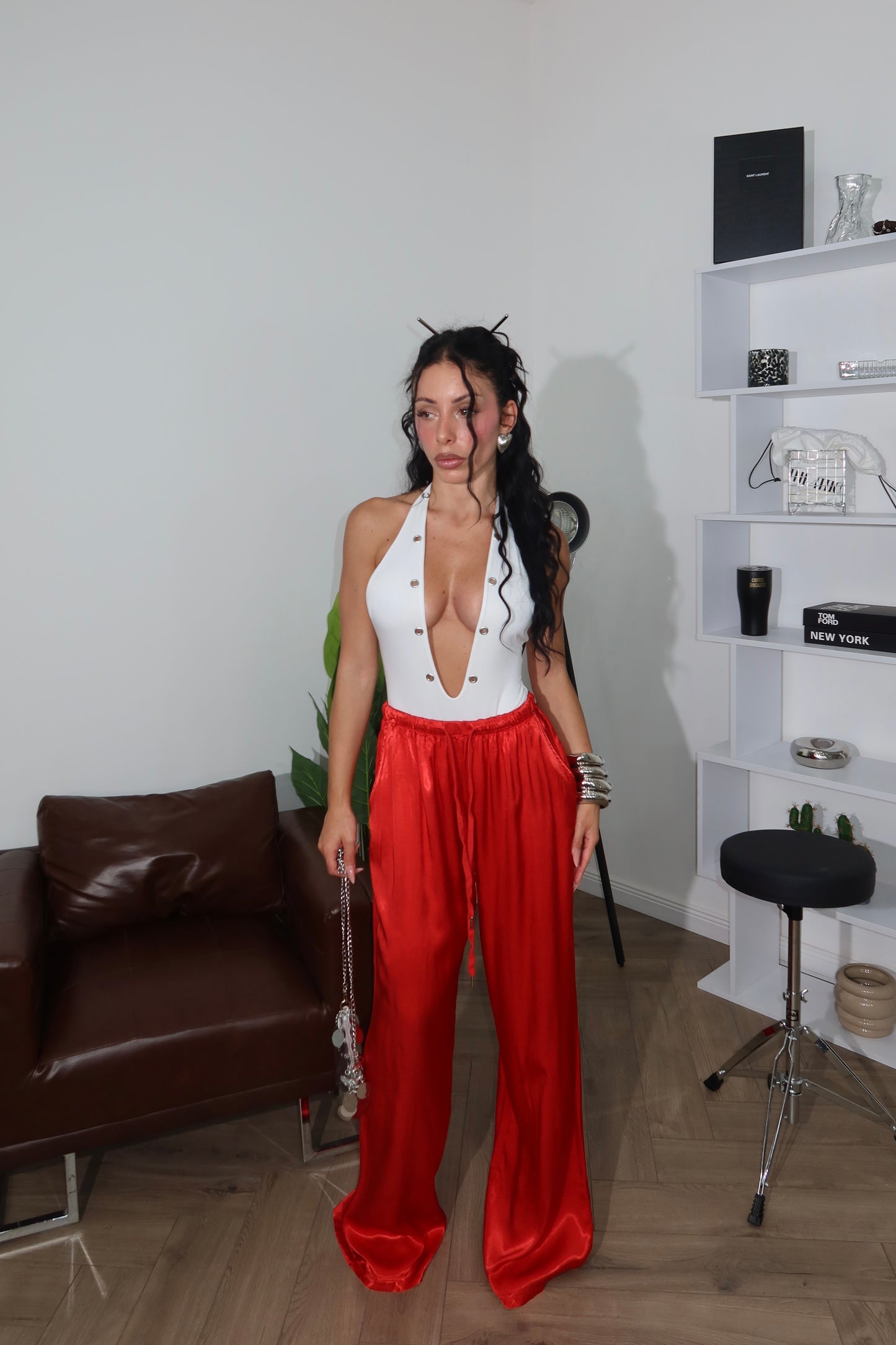 Pants SATIN rosso