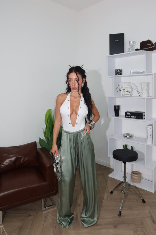Pants SATIN verde militare