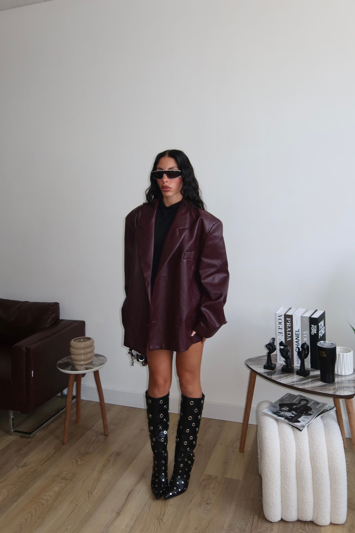 Giacca OVER LEATHER bordeaux