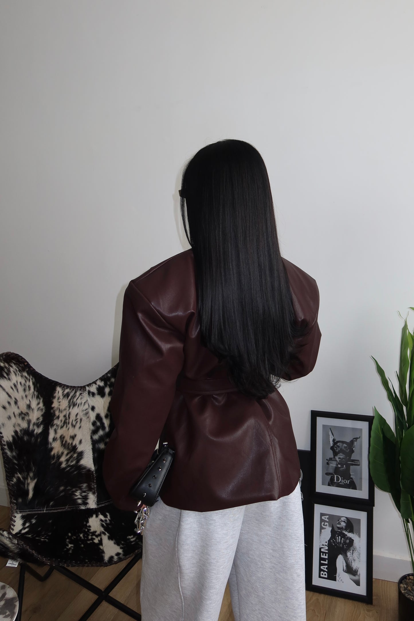 Giacca LEATHER BELT bordeaux