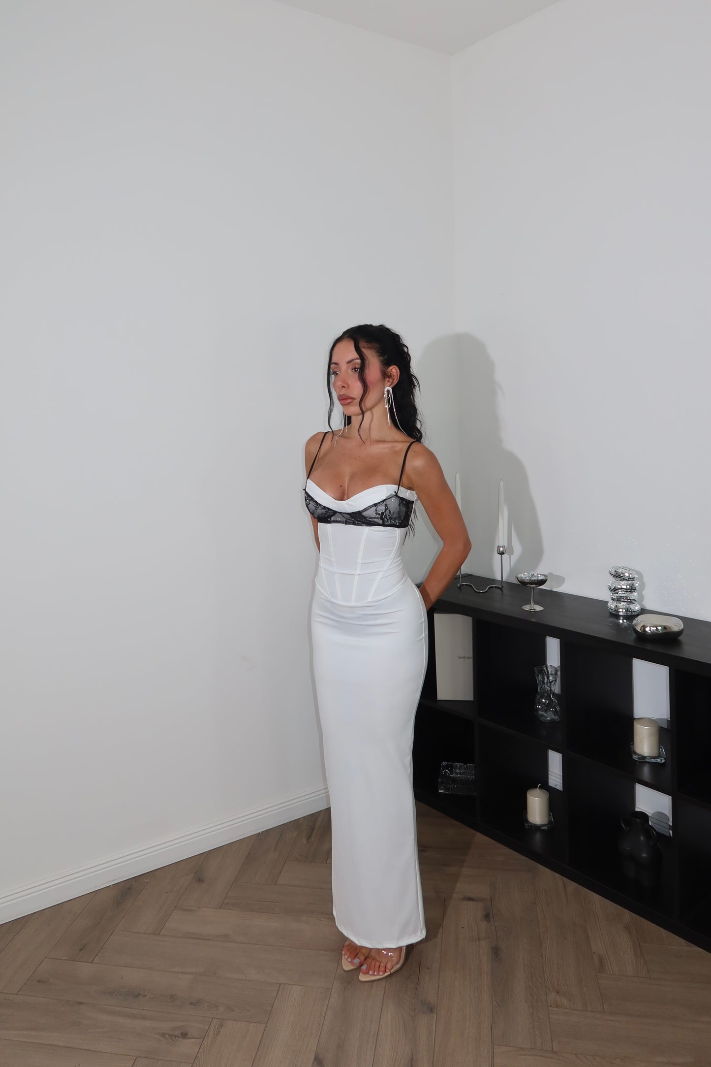 Longdress BRA nero/bianco