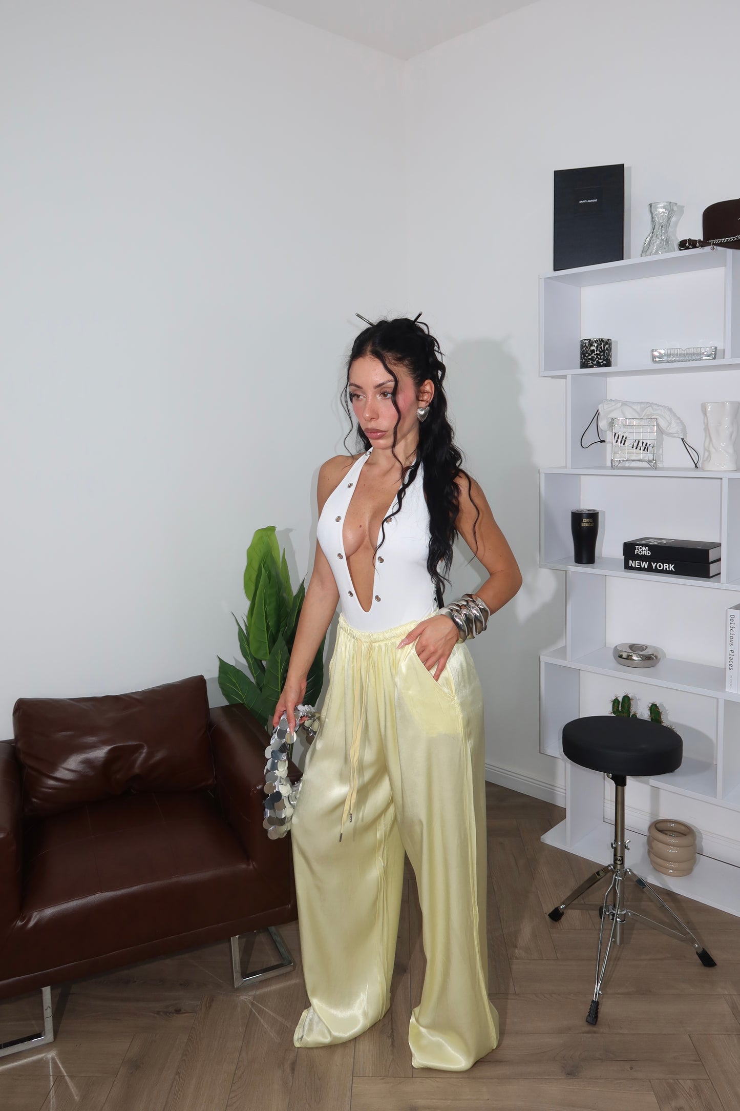 Pants SATIN giallo