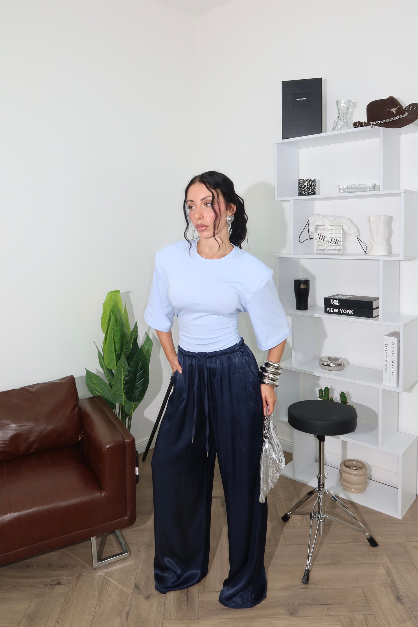 Pants SATIN blu