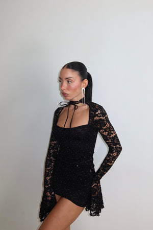 MiniDress ALL LACE STRASS nero