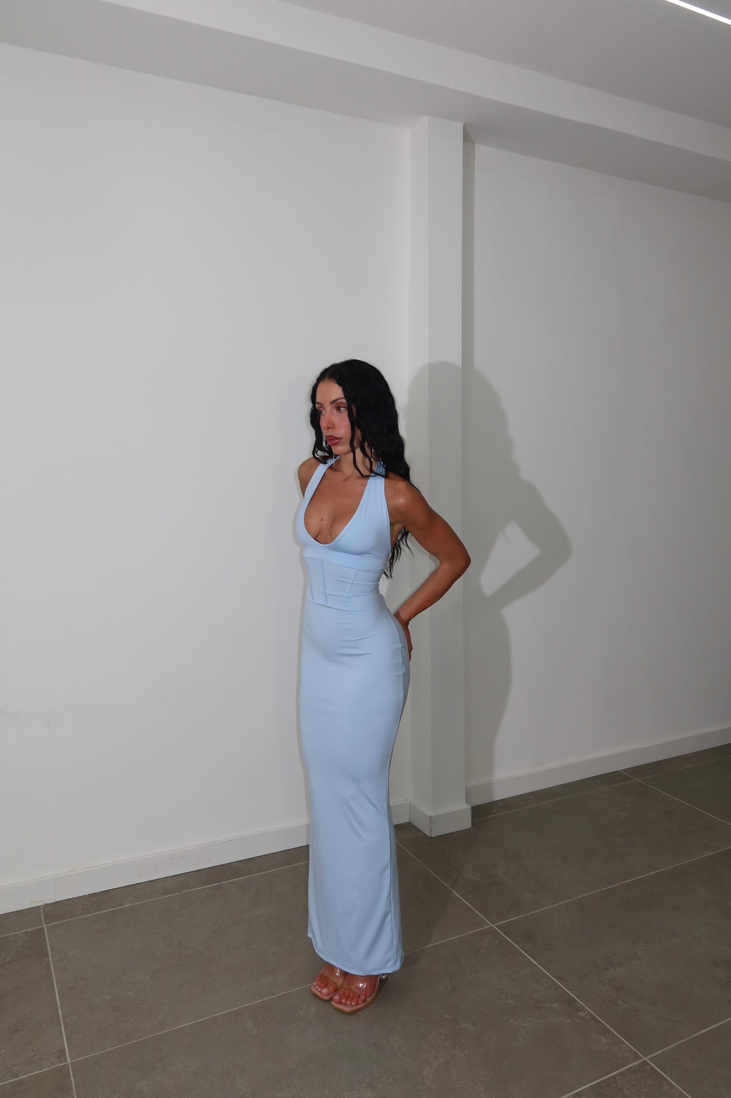 LongDress FAKE CORSET azzurro