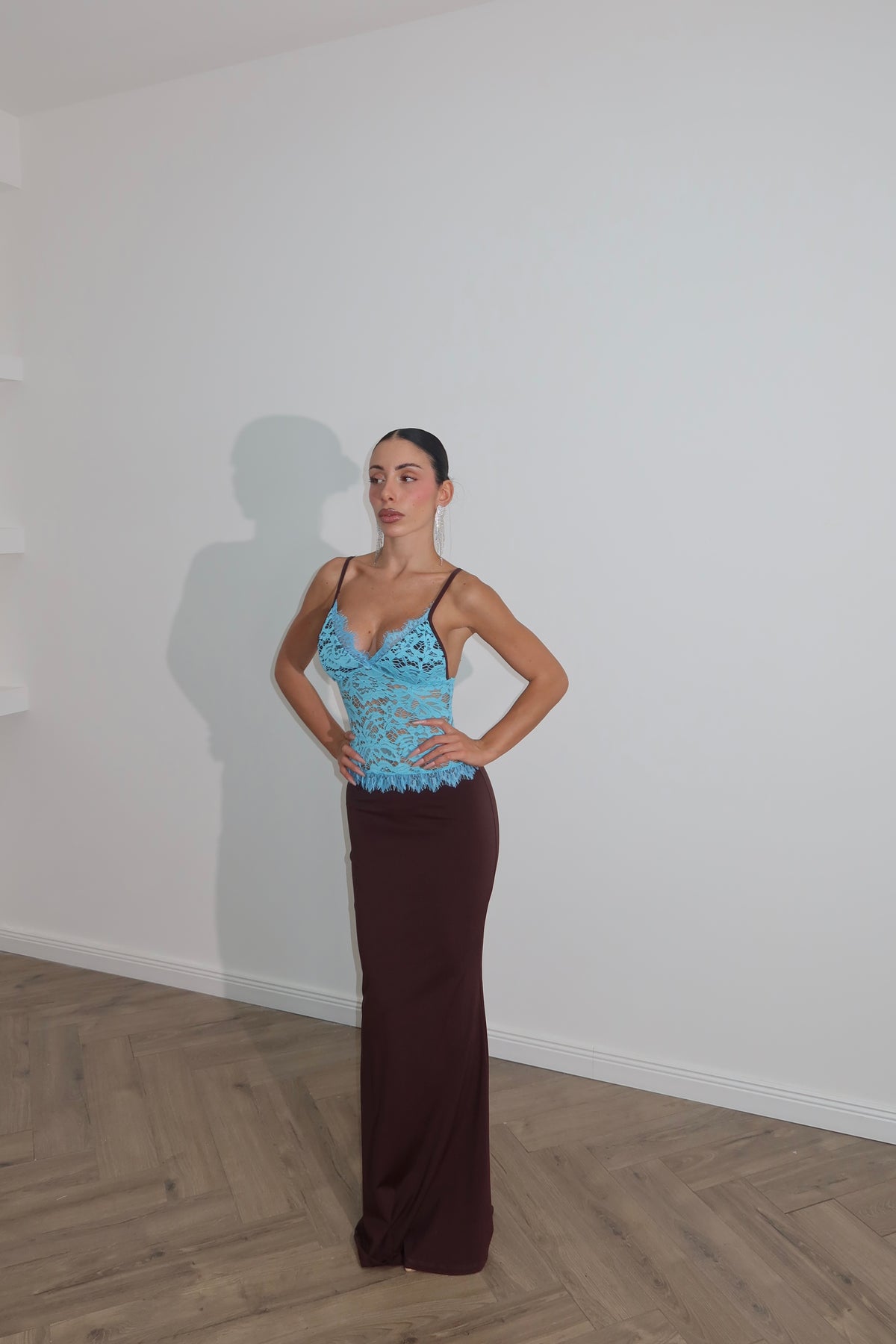 LongDress PARK chocolate/light blue