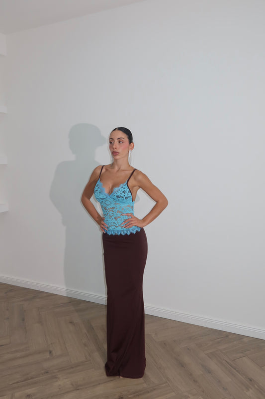 LongDress PARK chocolate/light blue