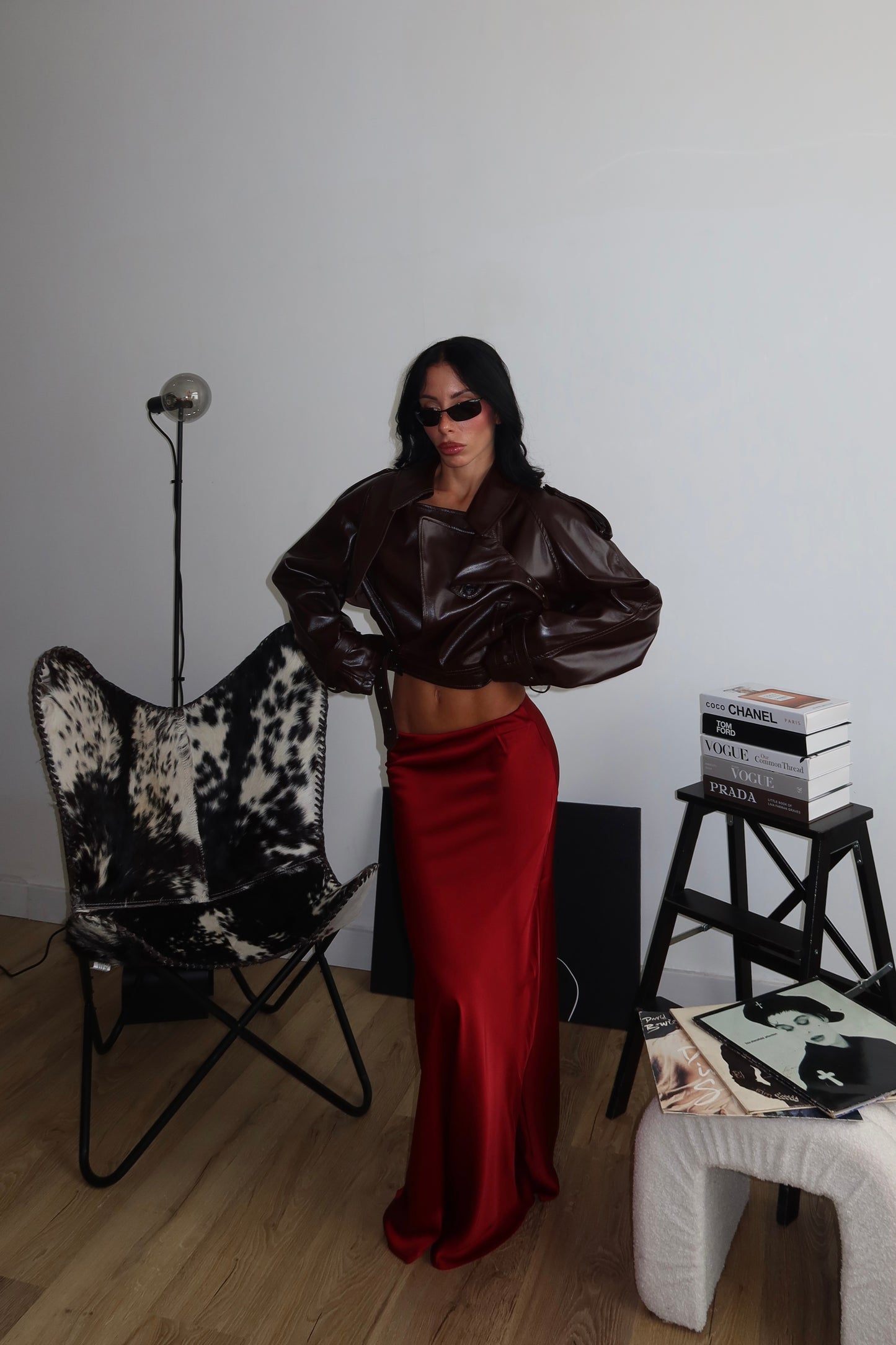Longuette IN RASO bordeaux