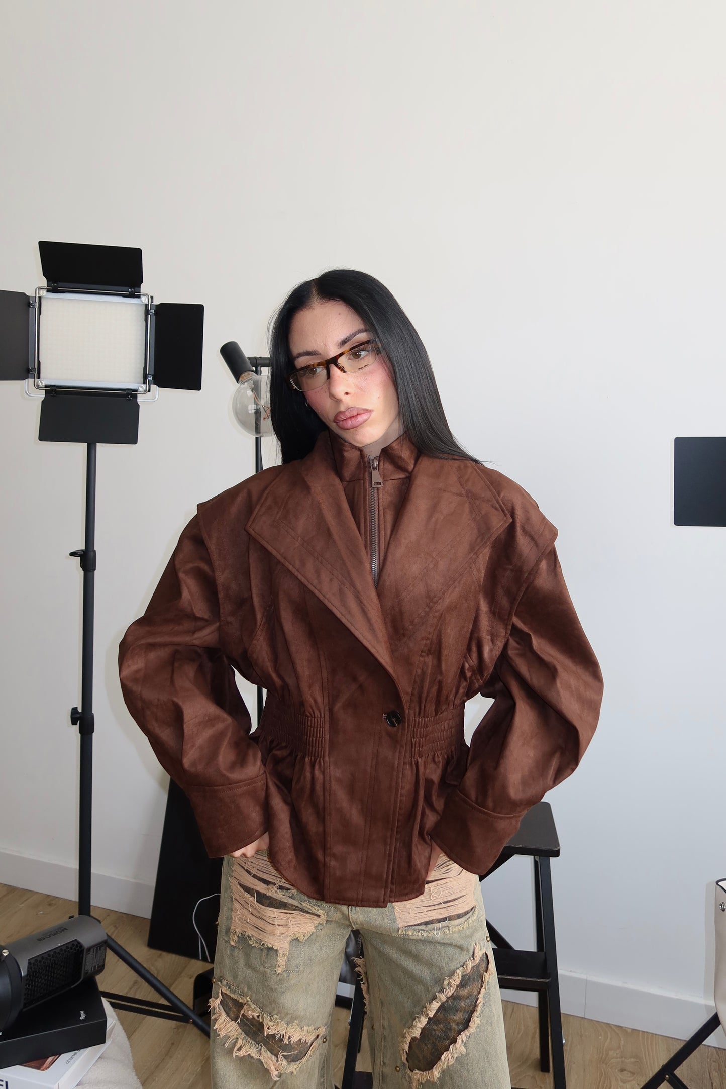 Jacket AVVITATA CAMOSCIO choco