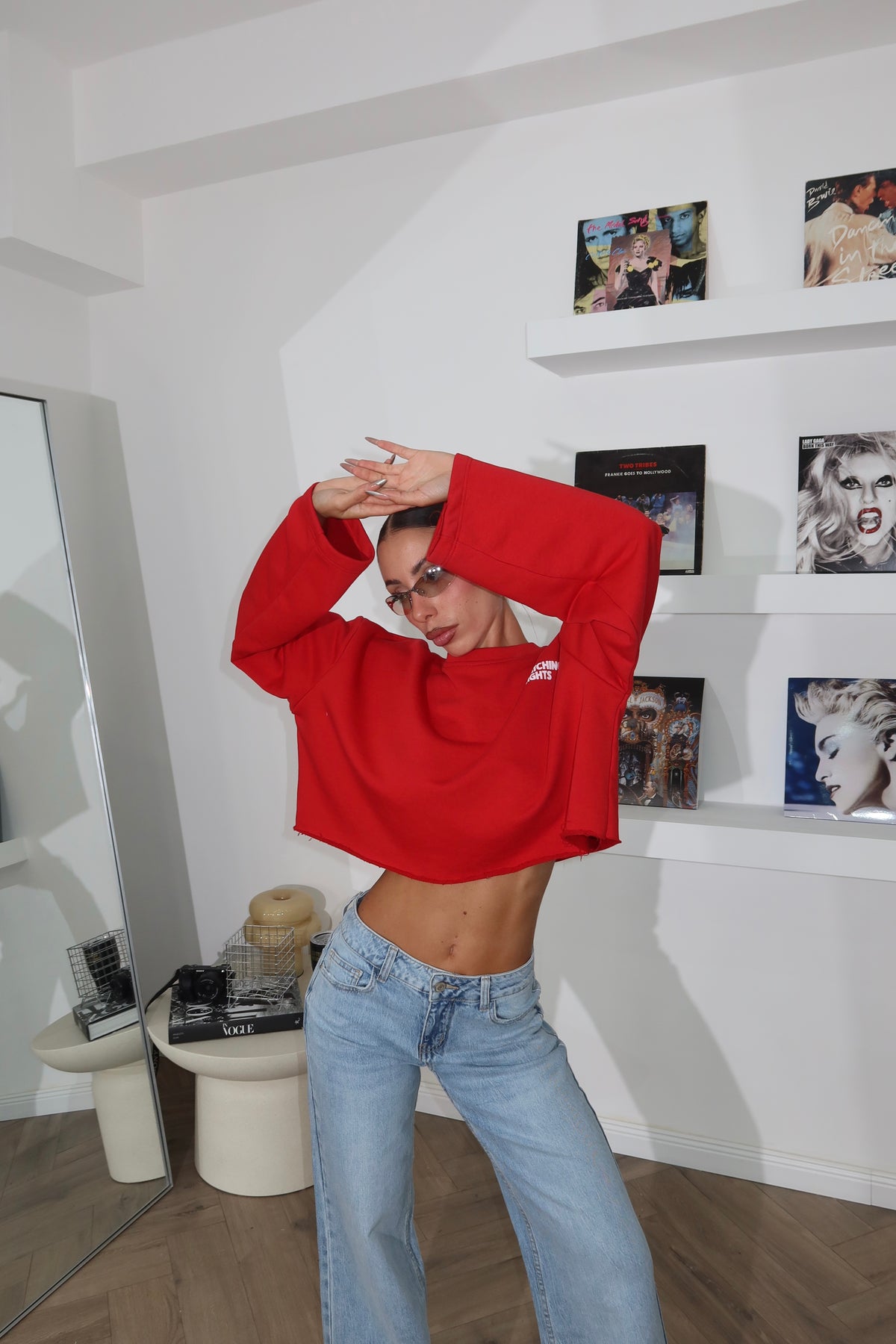 Red CATCHING CROP Sweatshirt