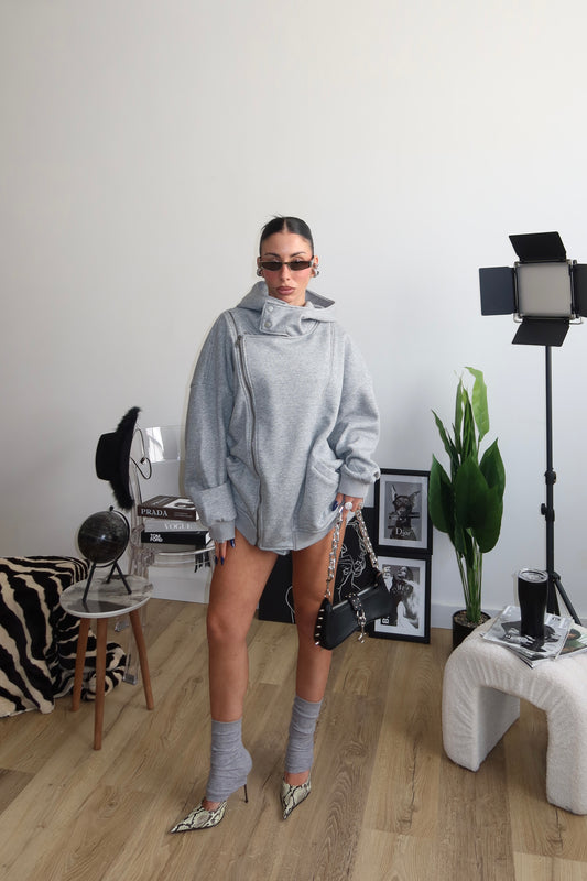 Maxi Felpa ZIP grigia