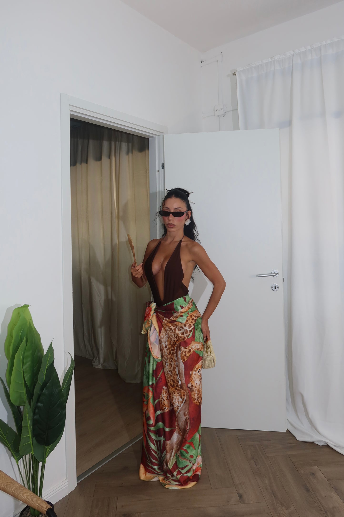 Longuette FOULARD verde/rosso