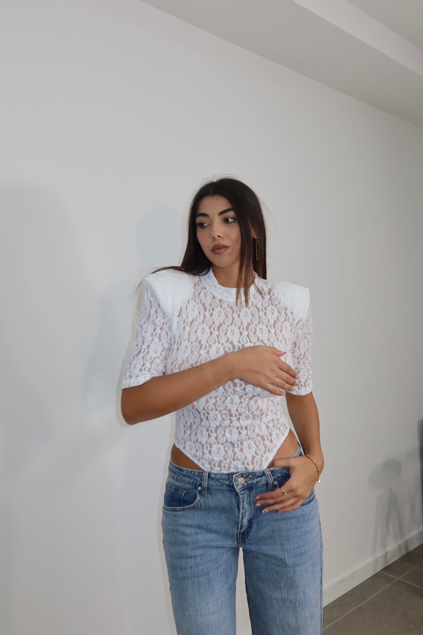 Body TOTALMENTE IN PIZZO bianco