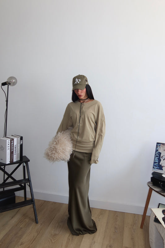 Longuette IN RASO verde militare
