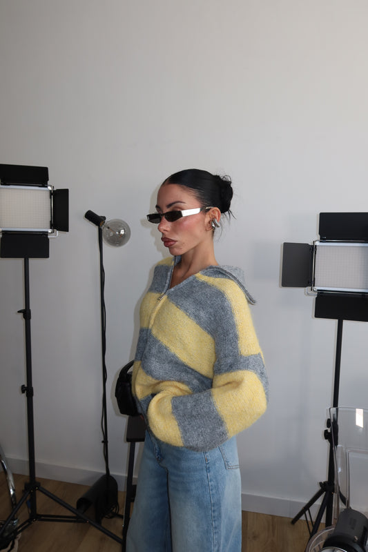 Cardigan STRIPES grigio