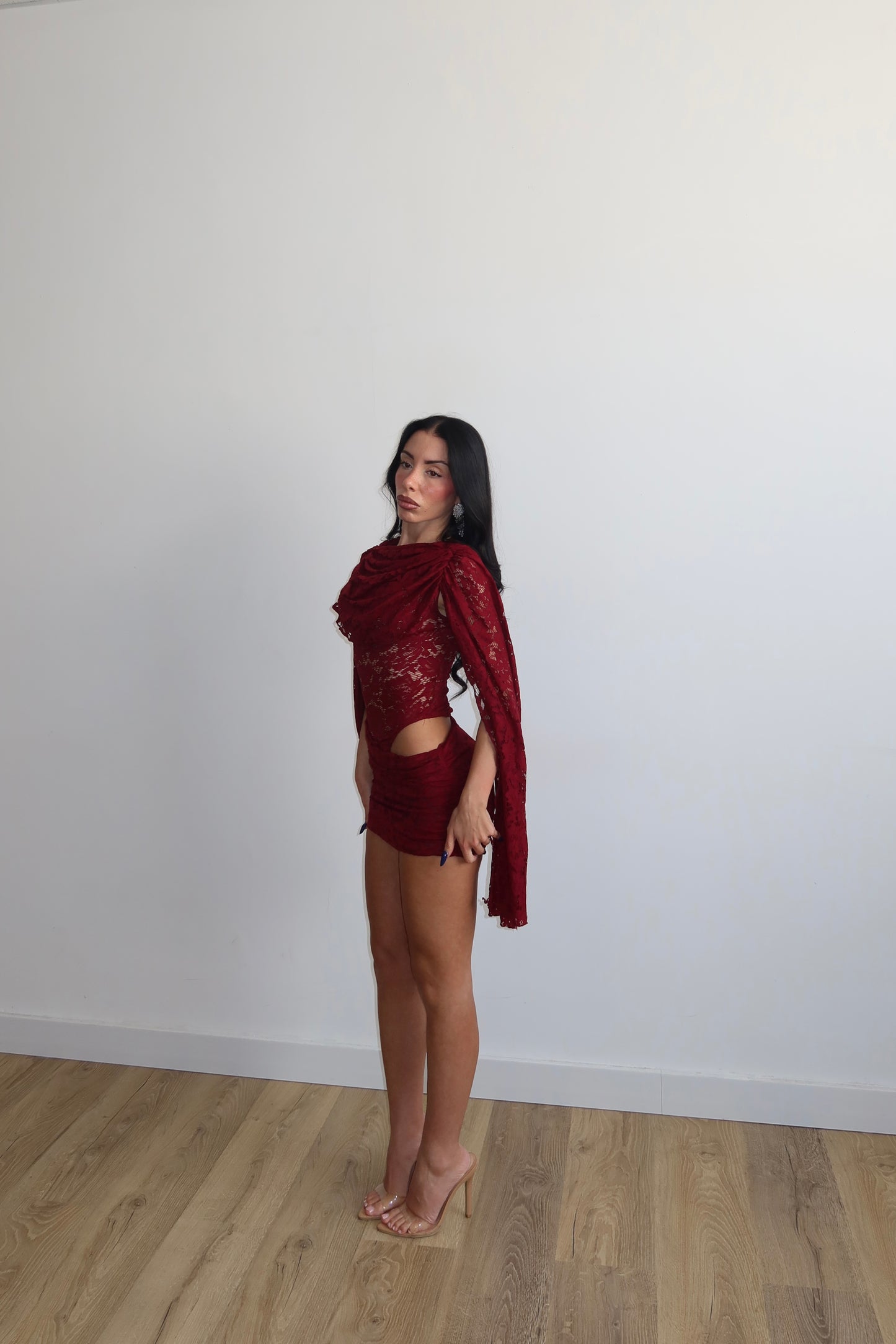 MiniDress AXEL IN PIZZO bordeaux