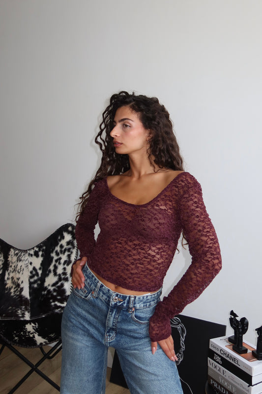 Maglia LOVELY FLOWER prugna