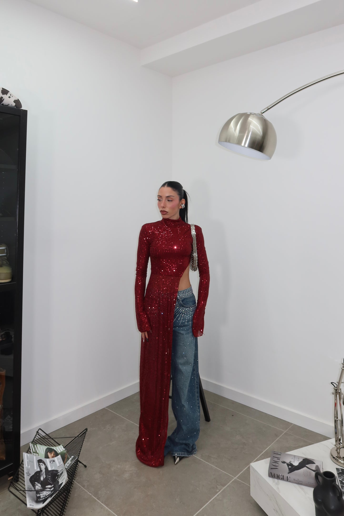 Maglia LEONIE PAILETTES bordeaux