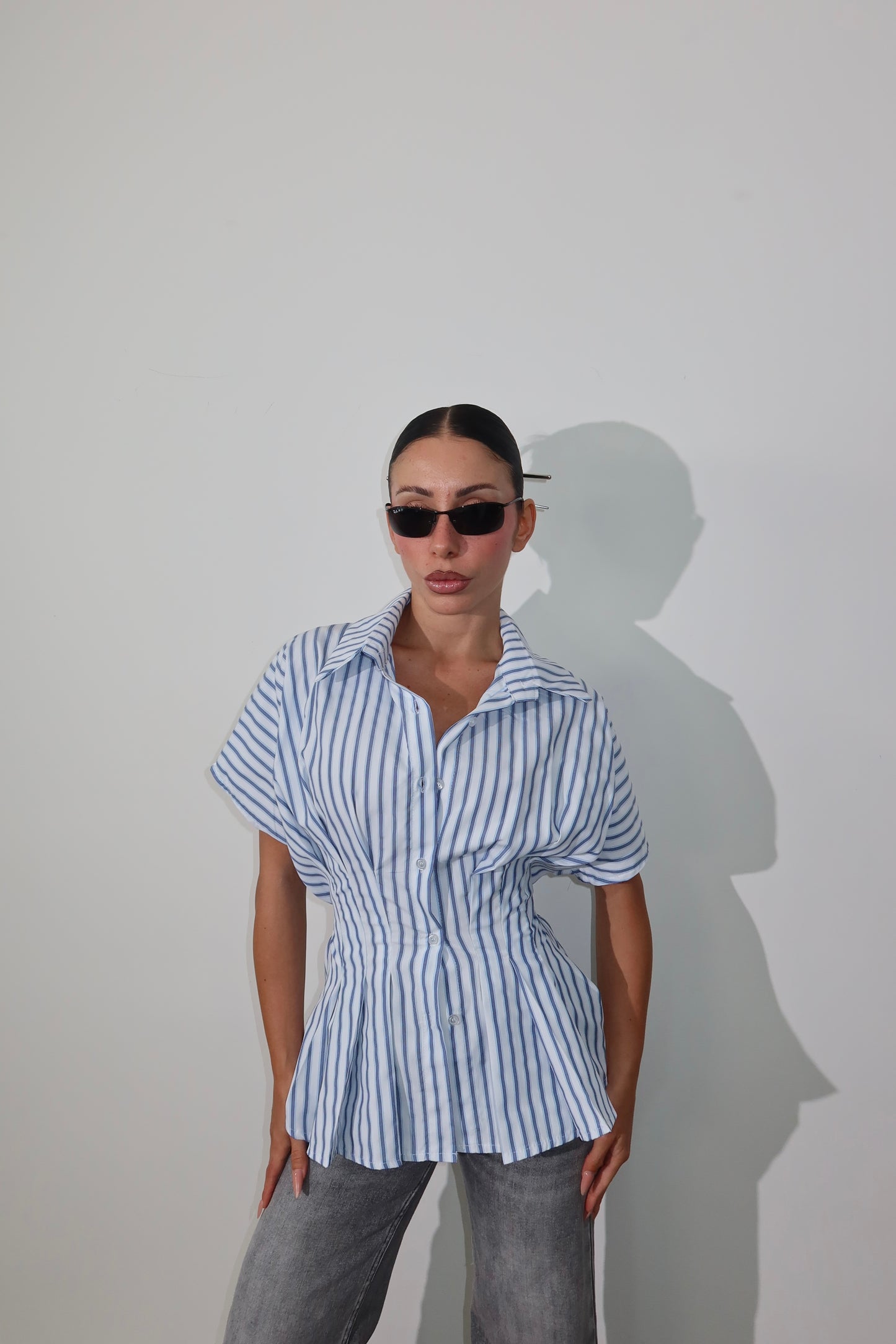 Camicia A RIGHE bianca/blu