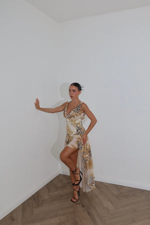 LongDress QUE RICA beige/oro