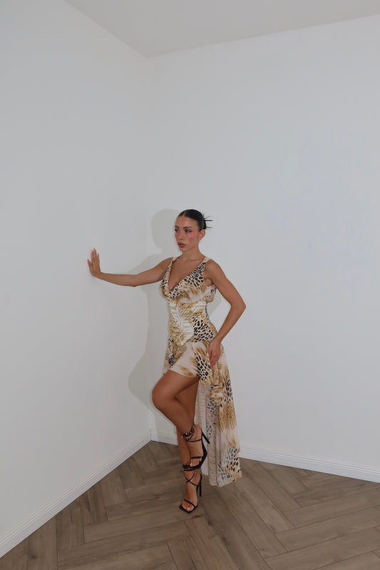 LongDress QUE RICA beige/oro