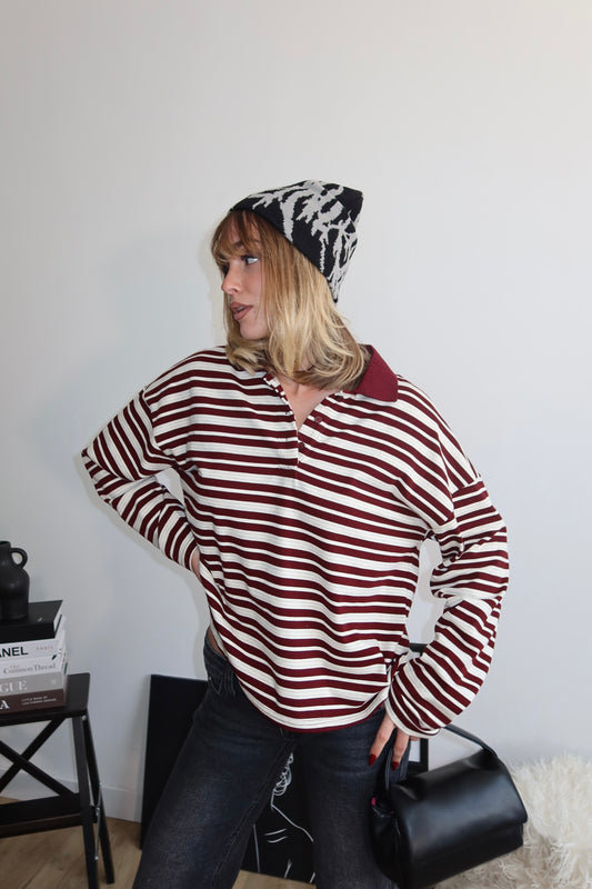 Maglia POLO bordeaux/bianco