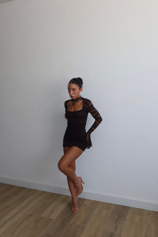 MiniDress ALL LACES choco